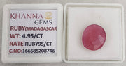 4.95/CT Natural Ruby Stone with Govt. Lab Certificate-16658S208746